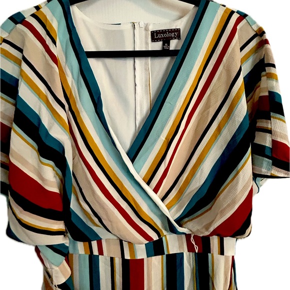 Beautiful striped fall dress.  It was be nice for church or wear to a wedding. - Picture 3 of 4